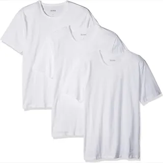 【HUGO BOSS】2022時尚男棉質白色圓領短袖內衣3件組-網