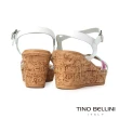 【TINO BELLINI 貝里尼】西班牙進口靚亮多彩交叉繞帶軟木楔型涼鞋FSPT0002(白)