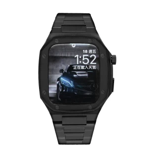 【STAR TIME】Apple Watch 4/5/6/7/SE 蘋果手錶保護殼 黑色全不鏽鋼 44mm/45mm(SC6001B/B-44/45mm)