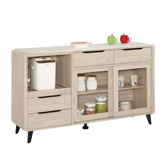 【WAKUHOME 瓦酷家具】Wesley簡約木質調5尺岩板滑門收納櫃A002-429-2