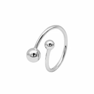 【Sayaka 紗彌佳】戒指 飾品  925純銀極簡風格金屬原色圓珠造型戒指 -單一款式
