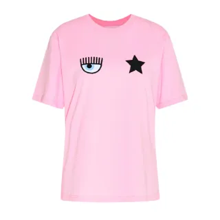 【Chiara Ferragni】眨眼睛/星星 粉色短袖T恤(XS號、S號、M號、L號)