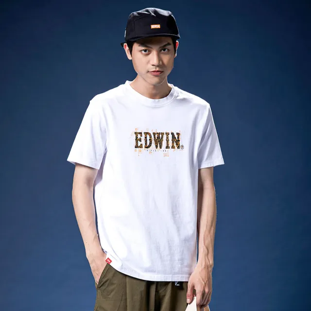 【EDWIN】男女裝 網路獨家↘晶片LOGO短袖T恤(白色)