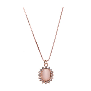 【INES】水鑽項鍊 寶石項鍊/韓國設計法式輕奢水鑽寶石造型項鍊(玫瑰金)