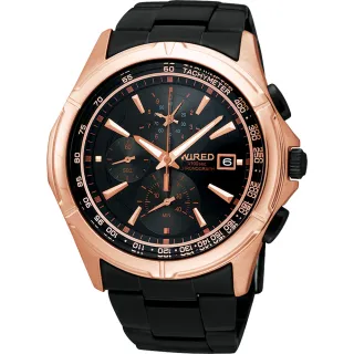 【WIRED】極限玩家三眼計時手錶-玫塊金/IP黑 送禮 禮物 推薦(7T82-X002X)
