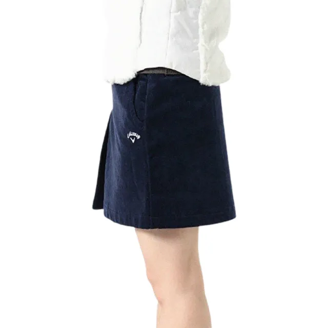 【Callaway 卡拉威】女 燈芯絨高爾夫短裙(深藍 252-9225811-120)