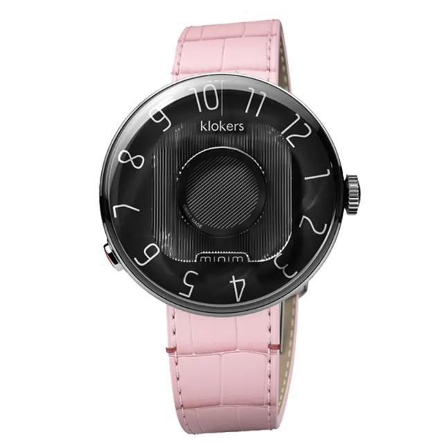 【klokers 庫克】KLOK-08-M2 石墨黑色錶頭+皮革錶帶搭配摺疊錶扣