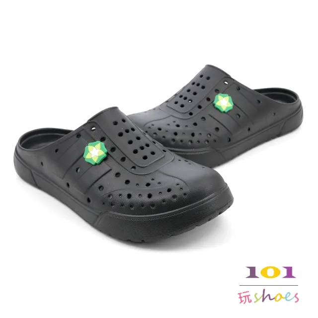 【101 玩Shoes】mit.大尺碼羽量極輕防水洞洞涼拖鞋(黑/白/粉.37-43碼)