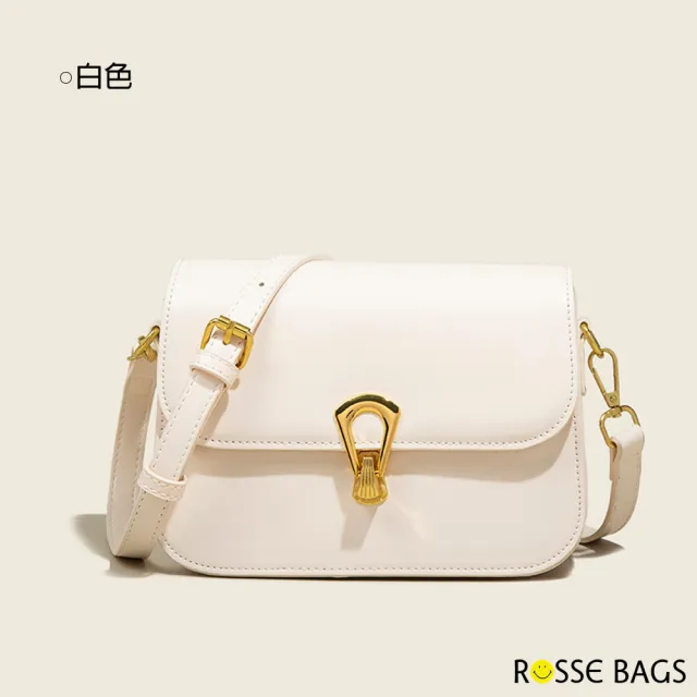 【Rosse Bags】復古轉鎖單肩斜背方包(現+預  白色 / 棕色 / 黑色)