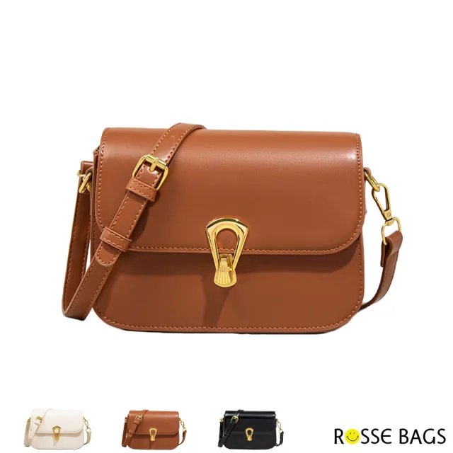【Rosse Bags】復古轉鎖單肩斜背方包(現+預 白色 / 棕色 / 黑色)