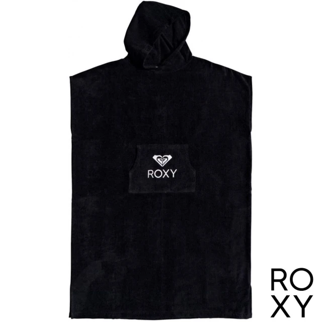 【ROXY】女款 連帽浴巾衣 衝浪毛巾衣 海灘浴巾 沙灘浴巾 STAY MAGICAL SOLID(黑色)