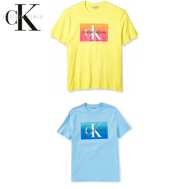 【Calvin Klein 凱文克萊】CK 圓領 印刷LOGO漸層變色 短袖 T恤 上衣 兩色(純棉短T)