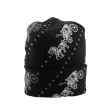 【COACH】滿版馬車圖案羊毛圍巾及毛帽組(黑色)