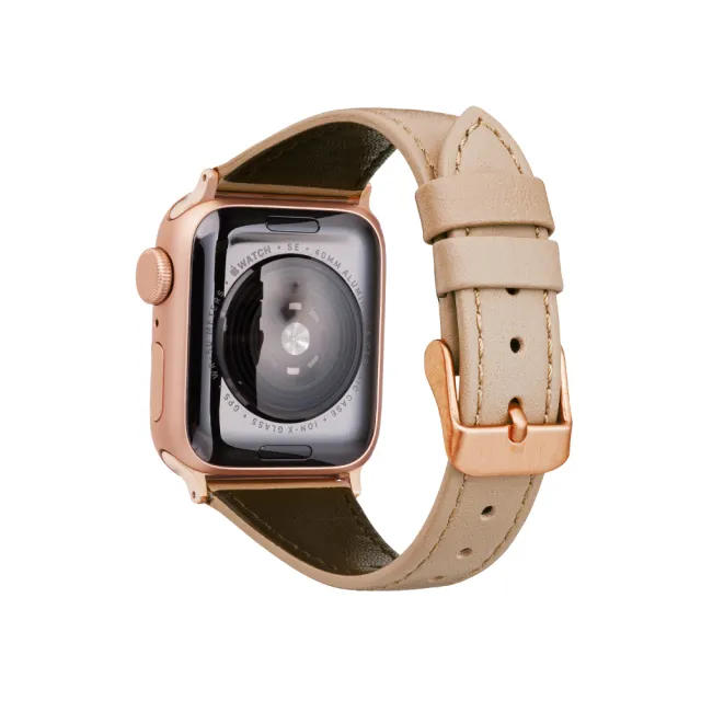 Gramas】Apple Watch 38/40/41mm 莫蘭迪仕女真皮錶帶(卡及米) - momo