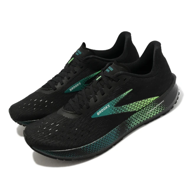 【BROOKS】慢跑鞋 Hyperion Tempo 男鞋 黑 綠 推進 高足弓適合 氮氣中底 運動鞋 馬拉松(1103391D075)