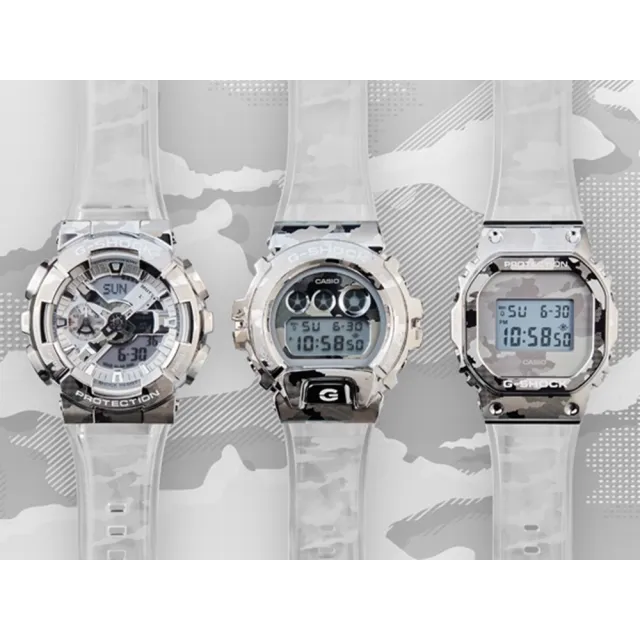 CASIO 卡西歐】G-SHOCK 金屬迷彩半透明手錶(白透_GM-6900SCM-1) - momo