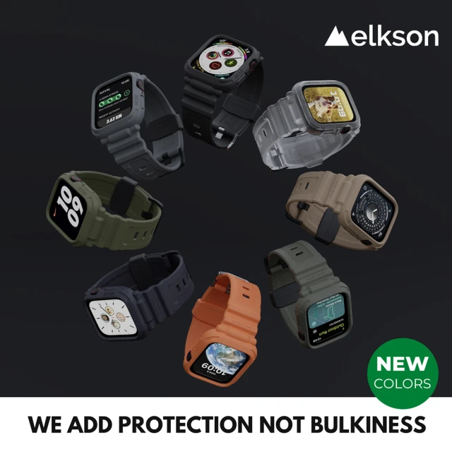 elkson AppleWatch 9/8/7/6/5/4/SE QuattroPro柔韌透氣TPU一體成形軍規錶帶44/45mm(適用新款S9)