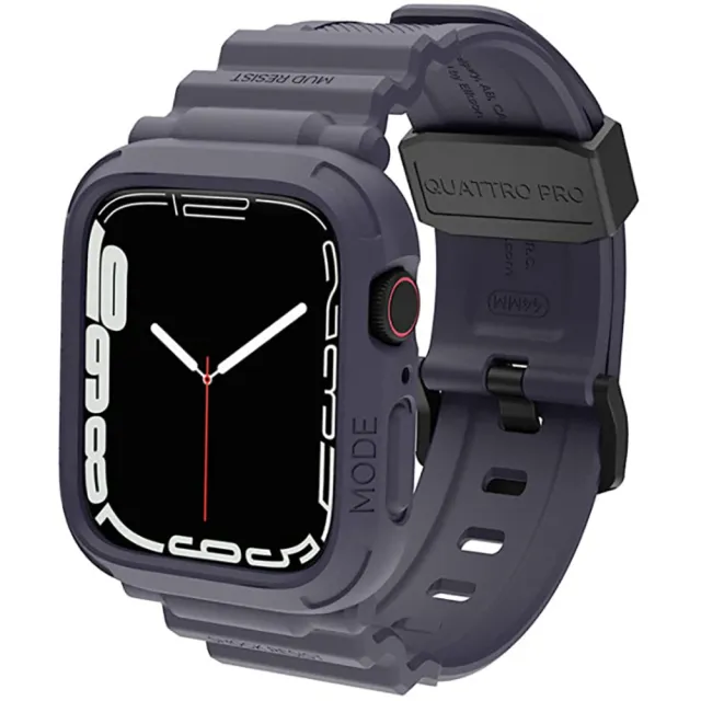 【elkson】AppleWatch 9/8/7/6/5/4/SE  QuattroPro柔韌透氣TPU一體成形軍規錶帶44/45mm(適用新款S9)