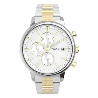 【TIMEX】天美時 風格系列 三眼雅仕手錶(銀x金 TXTW2V01800)