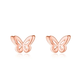 【周大福】立體蝴蝶18K玫瑰金耳環