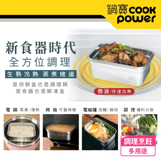 【CookPower 鍋寶】馬卡龍可微波不鏽鋼保鮮盒1500ml二入組(EO-BVS441501YZ2)