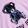 【ILEY 伊蕾】俏皮小熊字母緹花針織上衣1221405016(深藍/淺紫)