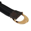 【COACH】COACH金字LOGO印花PVC針扣式皮帶(女款/棕x黑)