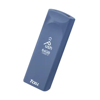 【TCELL 冠元】2入組-USB2.0 64GB Push推推隨身碟 普魯士藍
