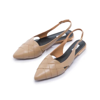 【FAIR LADY】優雅小姐 法式編織金屬切面設計平底鞋(棕、402504)