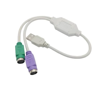 【台灣霓虹】USB轉PS2轉接線2入組(支援USB及PS2即插即用)