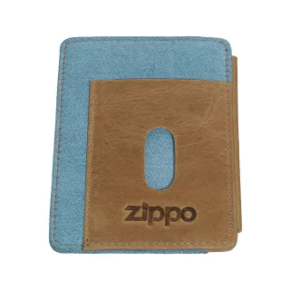 【Zippo官方直營】丹寧藍色信用卡雙折夾-鈕扣款(皮件皮夾)