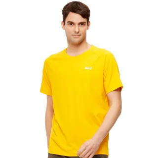 【Jack wolfskin 飛狼】男 涼感圓領短袖排汗衣 素T恤(黃色)