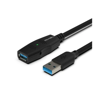 【POLYWELL】USB3.0 Type-A公對A母 主動式增益延長線 5M(可用於延伸USB網路攝影機)