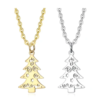 【VIA】白鋼項鍊 聖誕樹項鍊/節日系列 裝飾聖誕樹造型白鋼項鍊(2色任選)