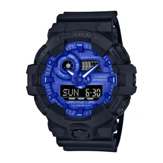 【CASIO 卡西歐】G-SHOCK系列造型藍白變形蟲電子錶(GA-700BP-1A)