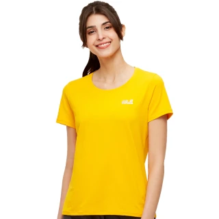 【Jack wolfskin 飛狼】女 涼感圓領短袖排汗衣 素T恤(黃色)
