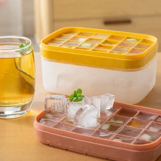 【QHL 酷奇】快速取冰矽膠冰格製冰盒-單層+大冰桶(附蓋 冰塊 造型冰盒 冰磚 保存盒 副食品分裝盒 烘焙模具)