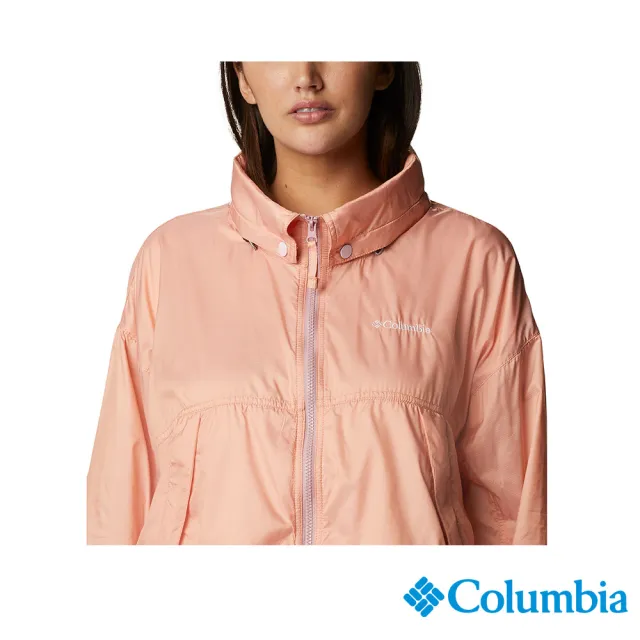 【Columbia 哥倫比亞 官方旗艦】女款-防潑水短版外套-橘紅(UWR81420AH / 2022年春夏商品)