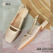 【J&H collection】休閒皮帶綢緞羊紋低跟涼鞋(現+預  黑色 / 米色 / 裸色)