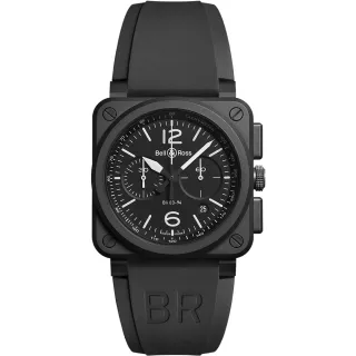 【Bell&Ross】黑色啞光陶瓷計時機械腕錶 戶外 春遊(BR0394-BL-CE)