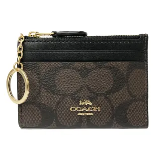 【COACH】C LOGO悠遊信用卡夾鑰匙零錢包(深咖)