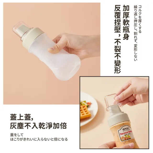 【餐廚用品】日式帶蓋5孔刻度擠壓醬料瓶-350ml(調味瓶 油醋 料理瓶 分裝瓶 醬汁罐 沙拉佐醬 鬆餅 雞蛋糕)