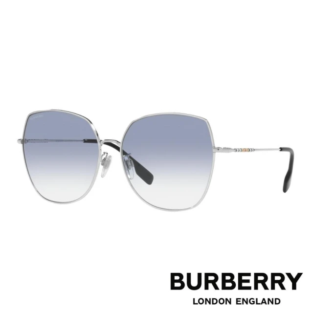 【BURBERRY 巴寶莉】金屬經典格紋太陽眼鏡(BE3136D-100519 60mm)