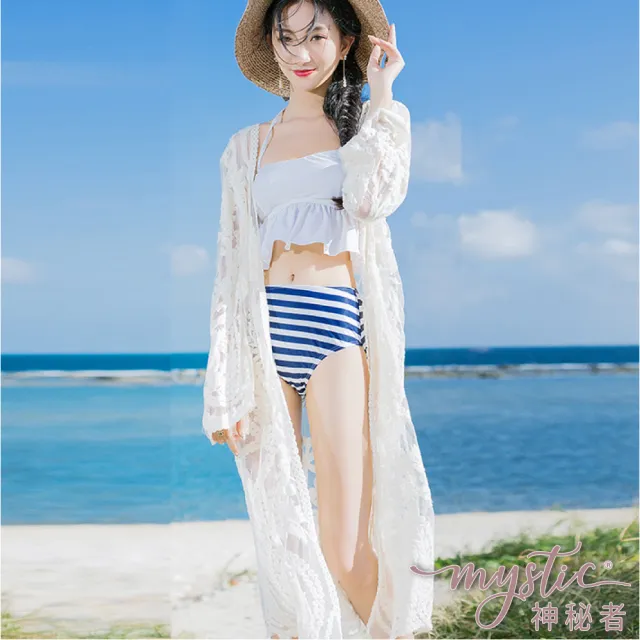 【TING BRA 婷姐內衣】長袖蕾絲透視長版開衫防曬外罩罩衫(外罩 罩衫 泳衣罩衫)