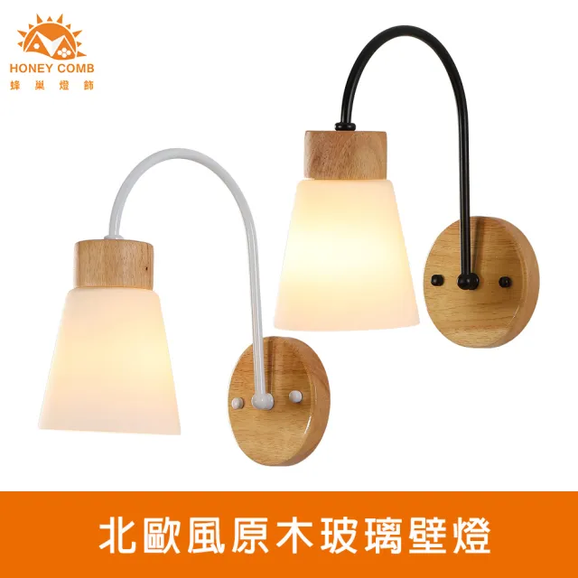 【Honey Comb】北歐風原木玻璃壁燈(KC2259．KC2260)