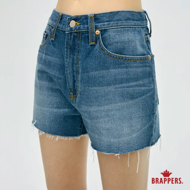 【BRAPPERS】女款 Boy friend系列-高腰全棉短褲(淺藍)