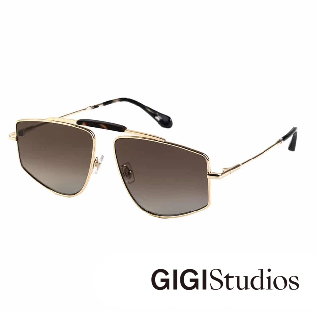 【GIGI Studios】方框高鼻梁太陽眼鏡(金色 - JAGUAR-6444/9)