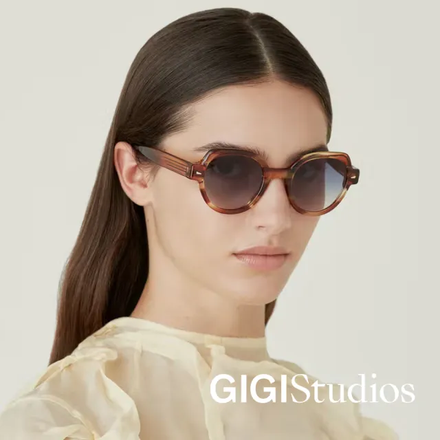 【GIGI Studios】先鋒系列個性微圓框太陽眼鏡(玳帽棕 - MAGGUIE-6632/9)