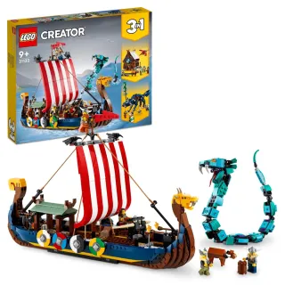 【LEGO 樂高】創意百變系列3合1 31132 維京海盜船和塵世巨蟒(益智玩具  海盜)