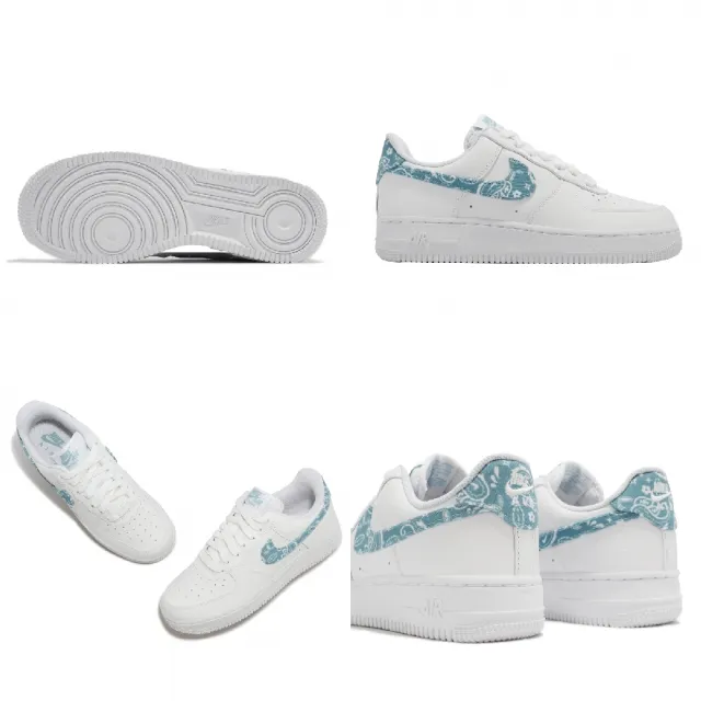 【NIKE 耐吉】休閒鞋 Wmns Air Force 1 07 ESS 女鞋 白 天藍 變形蟲 腰果花 AF1(DH4406-100)